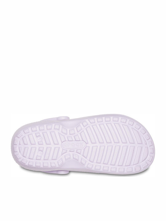 Crocs Classic Fuzz Lined Women's Clogs with Fur Purple