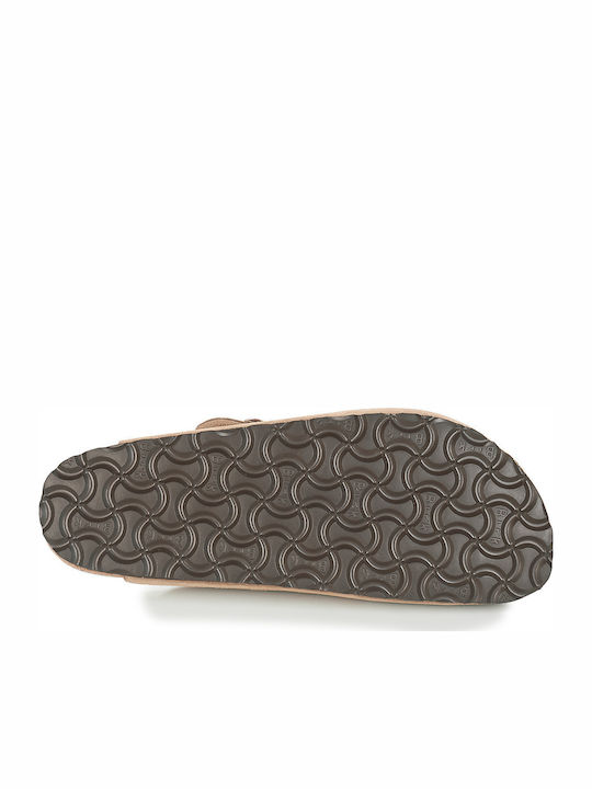 Boston Soft Footbed Anatomical Leather Women's Slippers Beige Narrow Fit