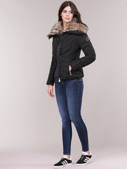 Arctic Glaze Κοντό Γυναικείο Puffer Μπουφάν για Χειμώνα Μαύρο