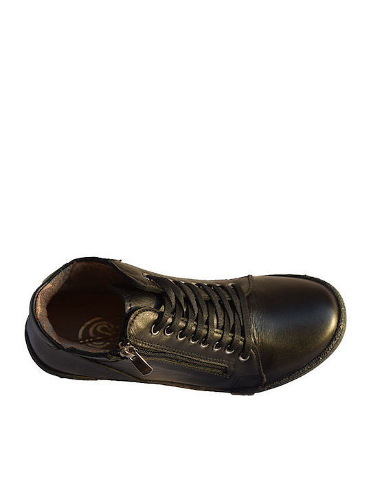 19511 Ghete Dama De Piele Ankle Boots Cu Platformă Negre