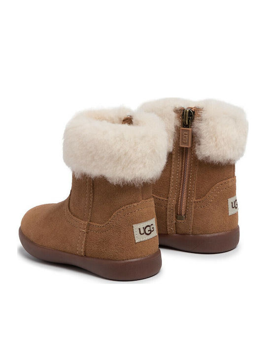 Jorie II Suede Kids Boots with Zipper Tabac Brown