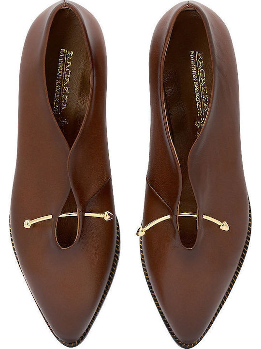 Leather Women's Moccasins in Brown Color