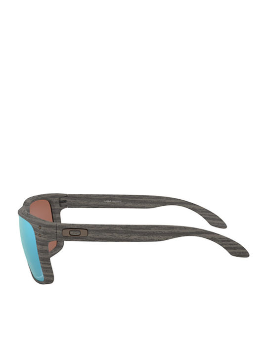 Oakley Holbrook XL Woodgrain Collection Men's Sunglasses with Gray Frame and Light Blue Polarized Mirror Lens