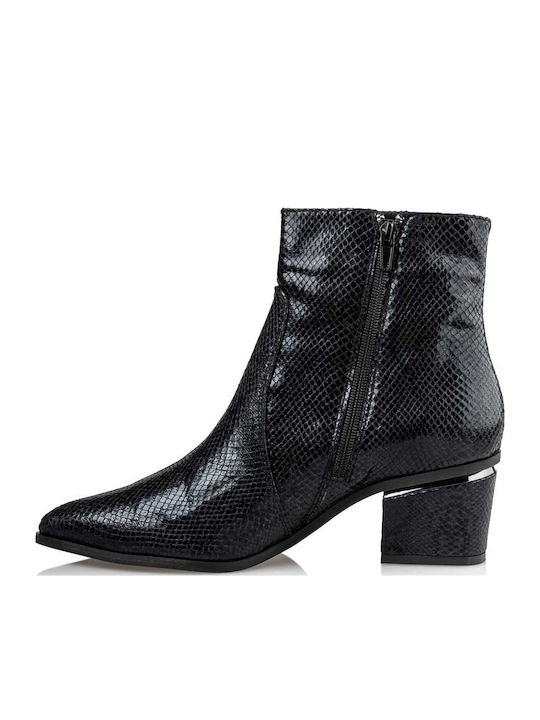Leder Stiefeletten Damen Schwarz
