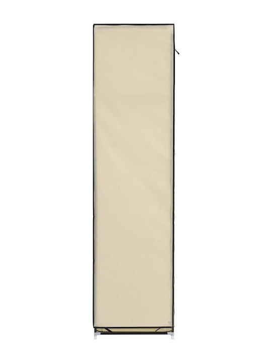 vidaXL Fabric Wardrobe with Zipper and Shelves in Beige Color 150x45x175cm