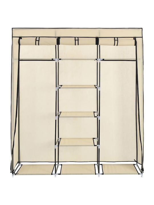 vidaXL Fabric Wardrobe with Zipper and Shelves in Beige Color 150x45x175cm