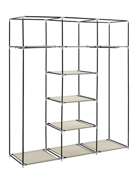 vidaXL Fabric Wardrobe with Zipper and Shelves in Beige Color 150x45x175cm