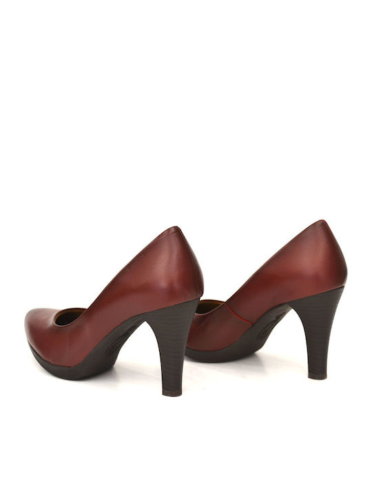 Anatomic Leather Pointed Toe Burgundy High Heels
