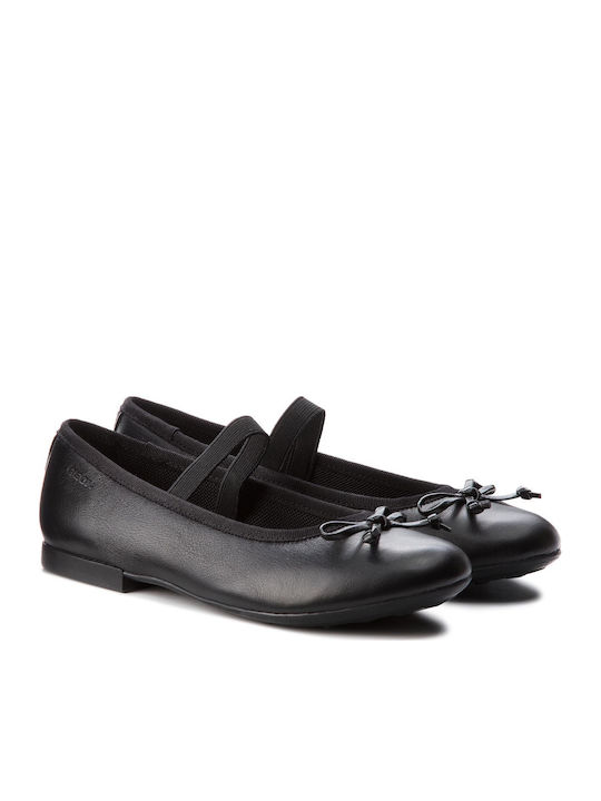 Kids Anatomic Leather Ballerinas PLIE' with Elastic Strap Black