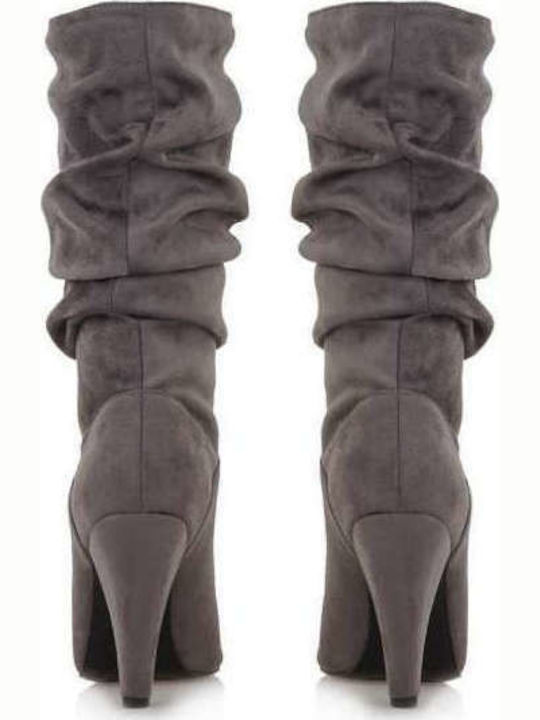 Exe Bruna 855 Suede Women's Boots with High Heel Gray