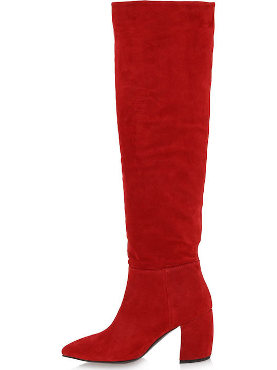 Alpe Δερμάτινες Γυναικείες Μπότες Κόκκινες