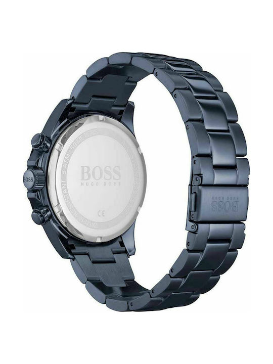 Hugo Boss Hero Uhr Chronograph Batterie mit Blau Metallarmband