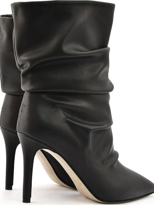 Damen Chelsea Stiefeletten mit hohem Absatz Schwarz