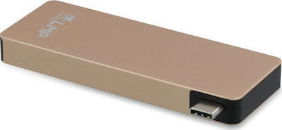 LMP USB 3.0 4 Port Hub with USB-C Connection Rose Gold