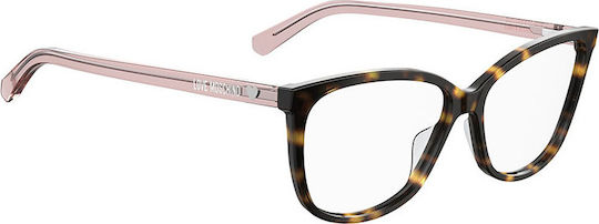 Moschino Plastic Eyeglass Frame Cat Eye Brown Tortoise MOL546 086