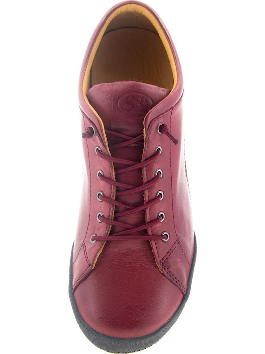 18403 Ανατομικά Γυναικεία Slip-On Δερμάτινα Κόκκινα