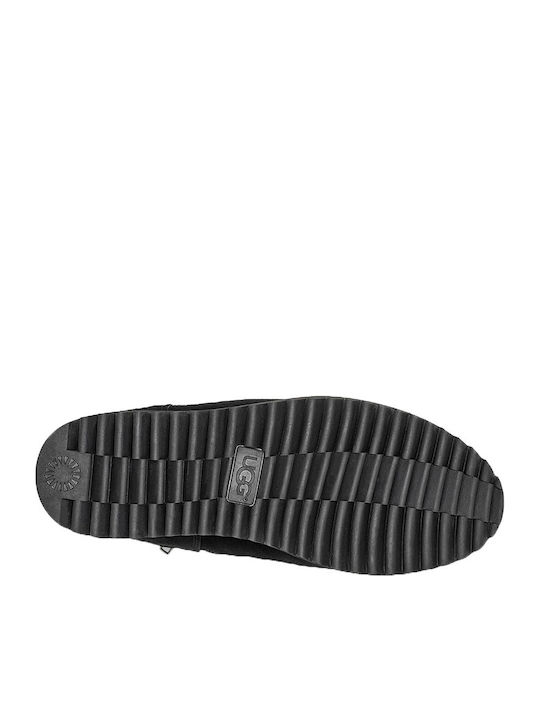 Ridge Mini Δερμάτινα Γυναικεία Μποτάκια με Πλατφόρμα & Γούνα Μαύρα