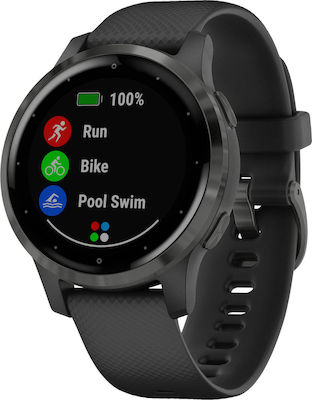 Garmin Vivoactive 4s Неръждаема стомана 40мм Водоустойчив Смарт часовник с Пулсомер (Black/Slate)