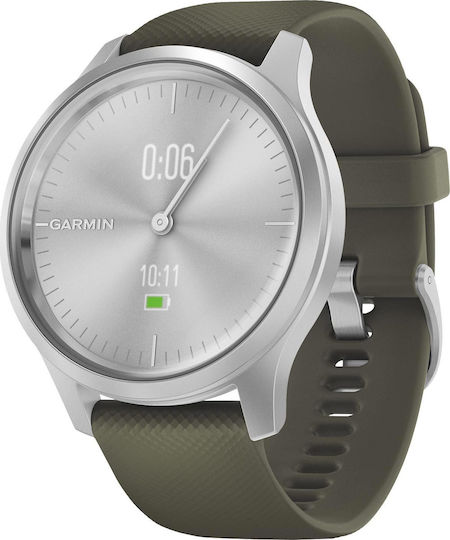 Garmin Vivomove Style Stainless Steel 42mm Waterproof Smartwatch with Heart Rate Monitor (Moss Green)