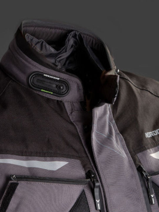 Nordcode Senegal Men's Motorcycle Jacket Cordura 4 Seasons Waterproof Dark Grey/Fluo