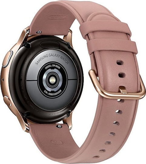 Samsung Galaxy Watch Active2 Stainless Steel 40mm Αδιάβροχο με Παλμογράφο (Ροζ)