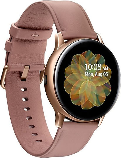 Samsung Galaxy Watch Active2 Stainless Steel 40mm Αδιάβροχο με Παλμογράφο (Ροζ)