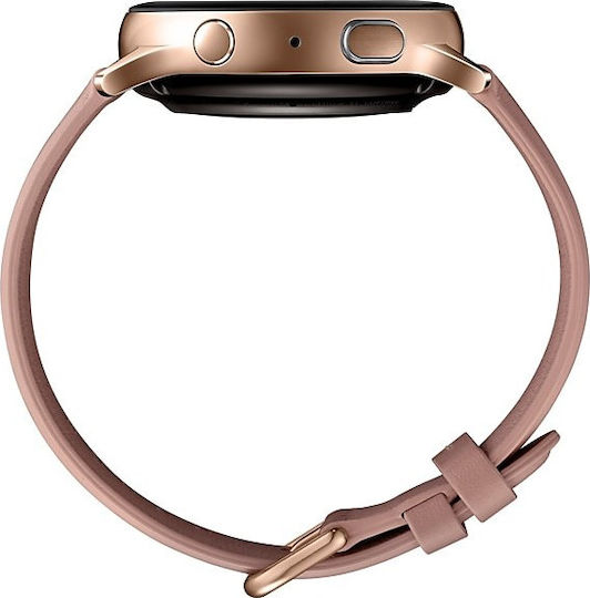 Samsung Galaxy Watch Active2 Stainless Steel 40mm Αδιάβροχο με Παλμογράφο (Ροζ)