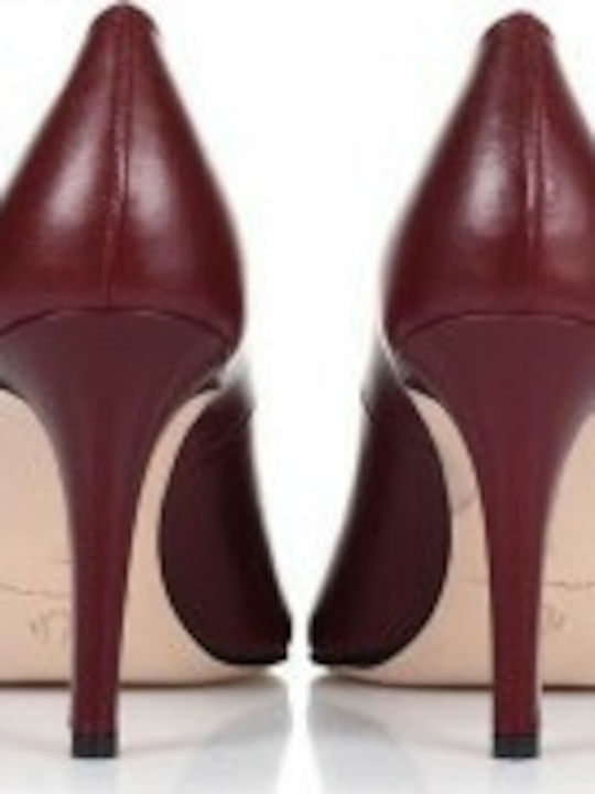 Patent Leather Pointed Toe Stiletto Burgundy High Heels