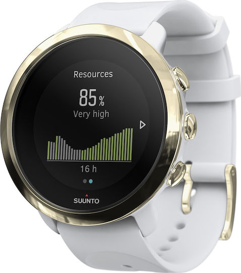 Suunto 3 Fitness Stainless Steel 43mm Αδιάβροχο Smartwatch με Παλμογράφο (Λευκό)