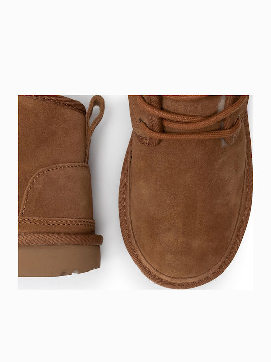 Neumel II Suede Παιδικά Μποτάκια με Φερμουάρ Καφέ