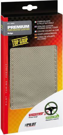Lampa Car Steering Wheel Cover Premium Perforated Leather Tailored with Diameter 37-39cm Leather Beige