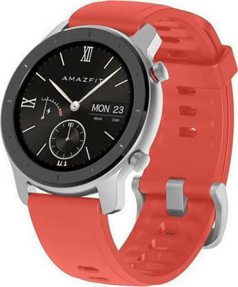 Amazfit GTR Aluminium 42mm Waterproof Smartwatch with Heart Rate Monitor (Coral Red)