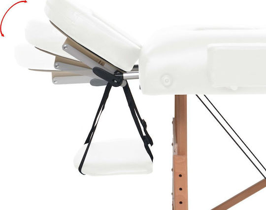 vidaXL Wooden Portable/Folding White Massage and Physiotherapy Bed 190x66cm 2 Positions with 10 cm thickness.