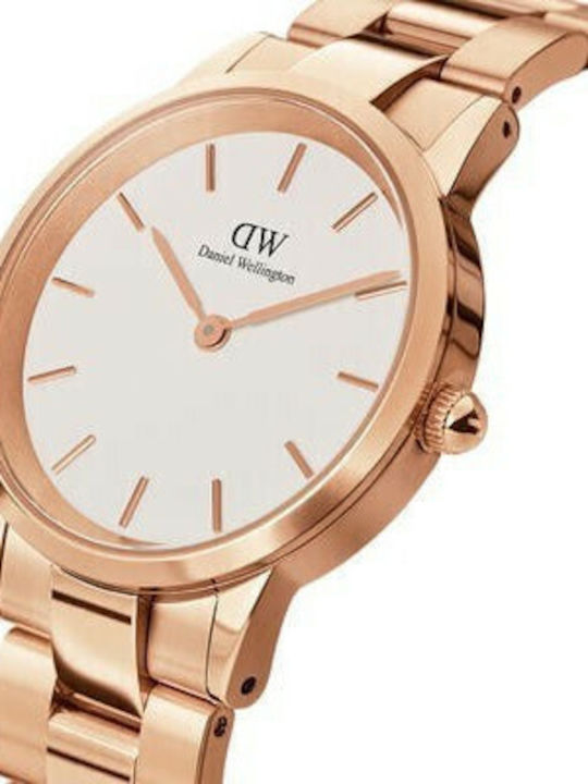 Daniel Wellington Iconic Link Women's Watch with Pink Gold Metal Bracelet