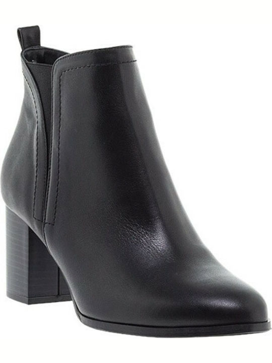 Mourtzi Leather Women's Ankle Boots with Medium Heel Black