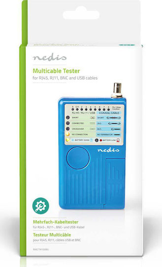 Nedis NWCTM100BU Kabeltester Netzwerk BNC / RJ11 / RJ45 / USB