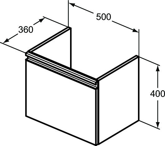 Ideal Standard Tesi II Countertop without Sink Glossy Lacquer L50xW36xH40cm White