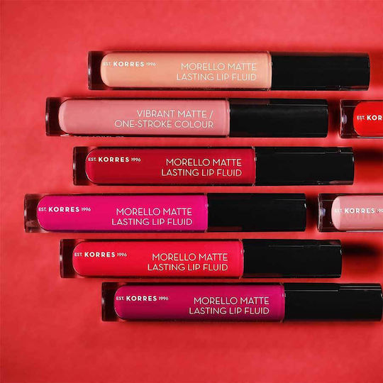 Korres Morello Matte Lasting Lip Fluid Дълготраен Течен Червило Мат 59 тухлено червено 3.4мл