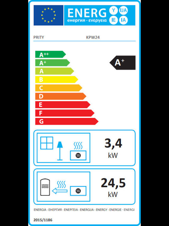 Prity KPW24 Ενεργειακό Τζάκι Pellet Καλοριφέρ 27.9kW Ίσιο με Ανοιγόμενη Πόρτα