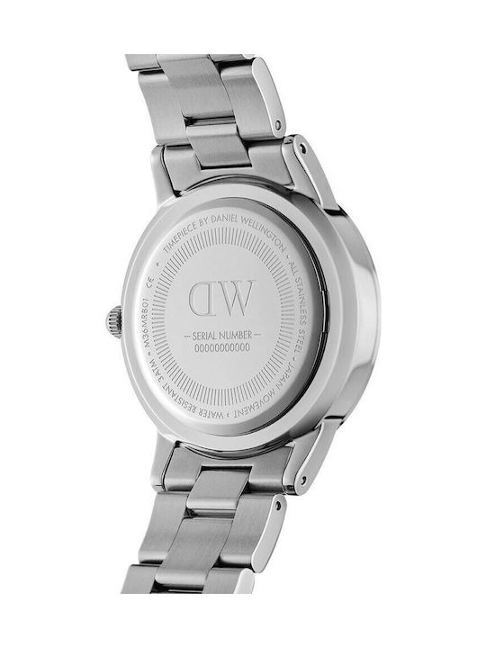 Daniel Wellington Iconic Link Γυναικείο Ρολόι 36mm Μπαταρίας με Ασημί Μεταλλικό Μπρασελέ