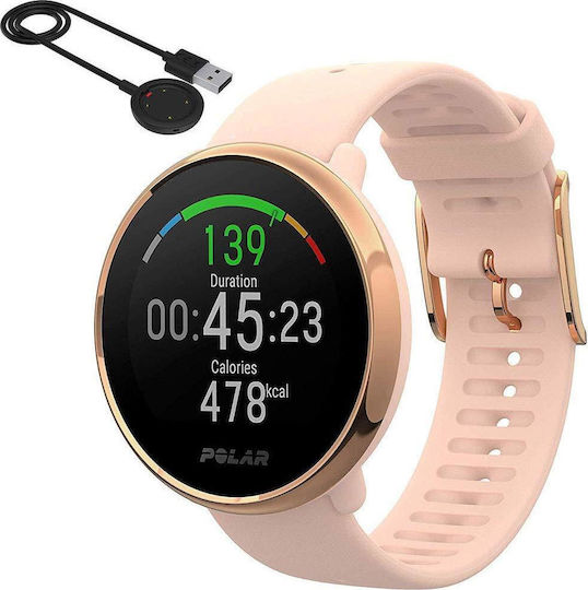 Polar Ignite Stainless Steel 43mm Waterproof Smartwatch with Heart Rate Monitor (Pink TPU)