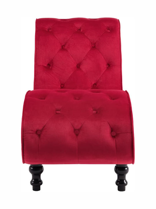 Velvet Recliner Red L145xW52xH77cm