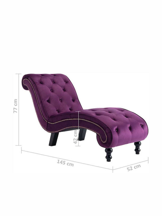 Velvet Recliner Purple L145xW52xH77cm