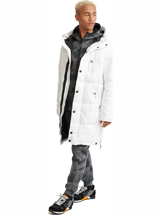 Superdry Street Longline Men's Winter Puffer Jacket White