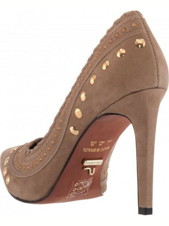 Carrano Suede Pointed Toe Stiletto Tabac Brown High Heels