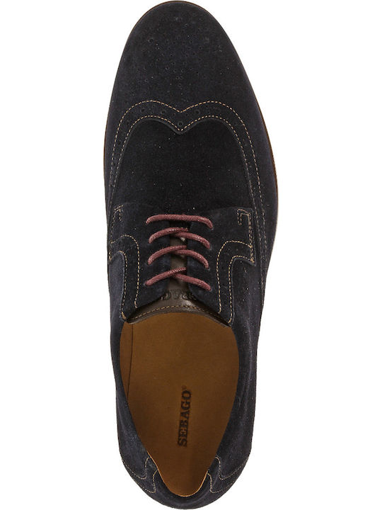 Teague Wing Tip Велурени Мъжки Оксфорди Син