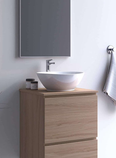 Zebis Smile 050ME Σετ Μπάνιου MDF με Νιπτήρα και Καθρέπτη Πάγκος με Νιπτήρα & Καθρέπτη Μελαμίνη Μ51xΒ40xΥ60cm Μπεζ