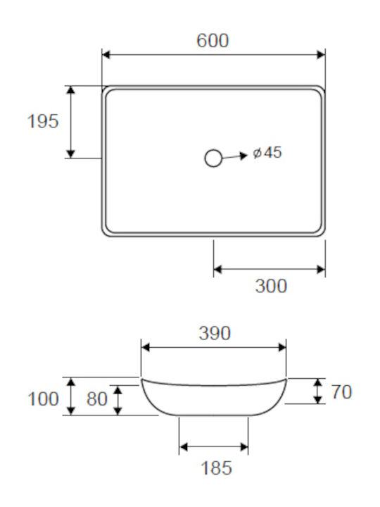 Karag Επικαθήμενος Νιπτήρας Πορσελάνης 60x39cm Λευκός