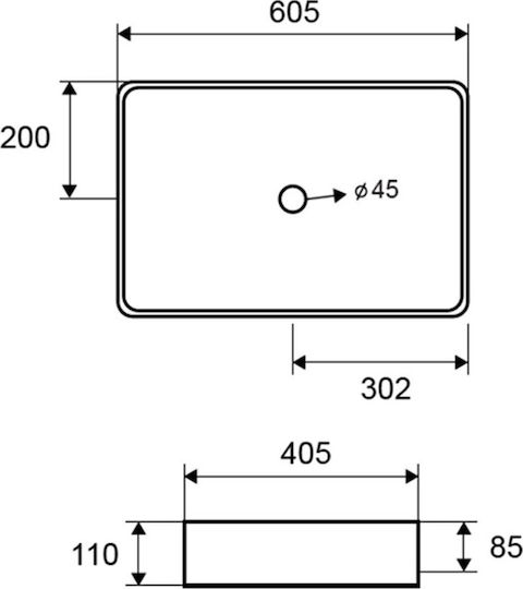 Karag Επικαθήμενος Νιπτήρας Πορσελάνης 60.5x40.5x11cm Λευκός
