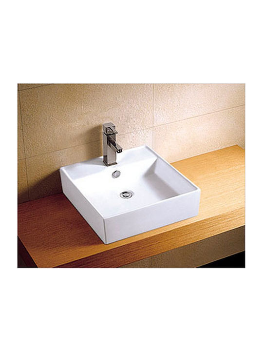 Karag Wall Mounted Wall-mounted / Vessel Sink Porcelain 46.5x46.5x16cm White